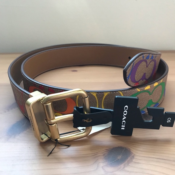 🌈 Coach Rainbow Belt Roller Buckle Cut To Size Reversible 38 mm - Picture 2 of 8